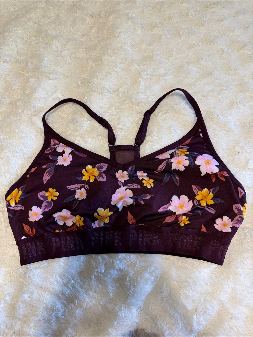 PINK Victoria's Secret Plum Floral Stretch Sports bra